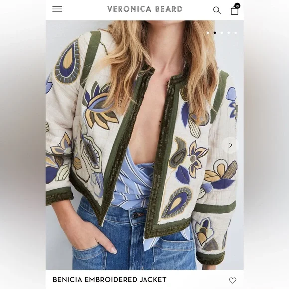 NWT $ 698 Veronica Beard BENICI EMBROIDERED JACKET, Size 8, 100% Silk - Picture 2 of 16